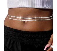 Body Chain 2 pezzi di catena for la pancia a strati, accessori for costumi da danzatrice del ventre sexy(Silver,Type2)