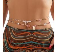 Body Chain 2 pezzi/set colorato catena di perline riso for la pancia delle donne estate irregolare del corpo pietra