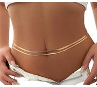 Body Chain Set di 2 gioielli for il corpo sexy da donna, con catena piatta in metallo a doppio strato minimalista la pancia(D00E2JS01381)