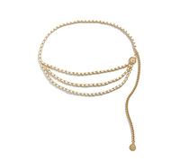Body Chain Waist, Waist Belt Chains for Women Multilayer Chain Flower Tassel Belly Chain for Women Waist Belts(Gold White)