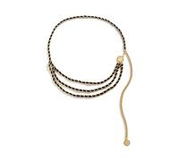 Body Chain Waist, Waist Belt Chains for Women Multilayer Chain Flower Tassel Belly Chain for Women Waist Belts(Gold Black)