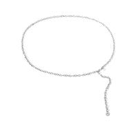 Body Chain Waist, Women Waist Chain for Dress Simple Long Tassel Belly Chain for Women Sexy Belts(Silver)