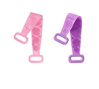 Body Cleaning Double Sided Back Shower Silicone Spa Brush, 2 Pack Silicone Back Scrubber with Mini Face Brush Shower Long 27 inch for Men and Women (ros viola)