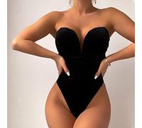 Body con Scollo A V Senza Schienale per Abiti da Donna Pagliaccetti Casual Sexy Eleganza Mujer Streetwear Tuta Corta Senza Maniche,Nero,S