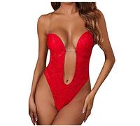 Body Contenitivo Modellante Donna Backless Profondo Scollo a V Body Strapless Shapewear Body Shaping Bodysuit Riposo Addominale Bodysuit Intima Snellente Shaper Shaping Shapewear Bassa (B-Red, XL)