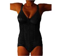 Body Contenitivo Snellente con Corsetto Stringente Guaina Contenitiva Coppa D Made in Italy (Nero, 3XL)