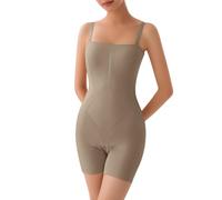 Body da donna a tinta unita, con angoli piatti, con spalline rimovibili, effetto pancia, piatto, vita sottile e rimonta fianchi per silhouette perfetta e guaina dimagrante, beige, M