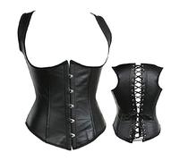Body da donna corsetto trainer dimagrante lingerie da donna gotico PU corsetto bustier vita cincher corsetto sottoseno gilet canotta corsetto trainer vita corsetto con cerniera, Nero , L