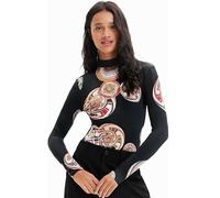 Body da donna Desigual Pacs nero a maniche lunghe L