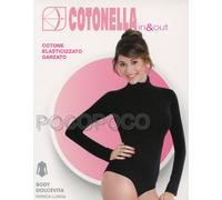 Body da donna dolcevita a manica lunga in cotone elastico garzato Cotonella 3509