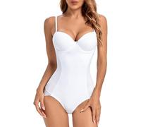 Body da Donna Modellante per La Pancia, Body da Donna Modellante con Coppe A Compressione, Guaina per Pancia E Vita, Allenatore, Bianco, XXL