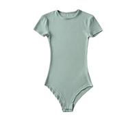 Body da donna O-Collo Manica Corta Chic Casual Slim Fit Body Solid Tuta top, Luce EN8, S