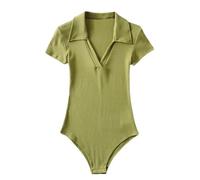 Body da donna slim fit casual intimo scollo a V tuta basic top manica corta bodycone lingerie, EN8, L