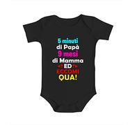 Body da neonato 5 Minuti di Papà 9 Mesi di Mamma - Ed Eccomi Qua! - Body Simpatici e Divertenti - Body da neonato - Body Neonato Manica Corta - idea regalo