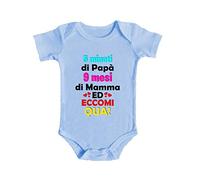 Body da neonato 5 Minuti di Papà 9 Mesi di Mamma - Ed Eccomi Qua! - Body Simpatici e Divertenti - Body da neonato - Body Neonato Manica Corta - idea regalo