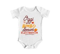 Body da Neonato Elettricista - Oggi Bimbo Domani Elettricista - Proprio come il mio papà - Papà Elettricista - Body - Idea Regalo per Neonato