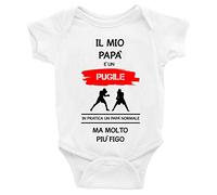 Body da neonato Il mio Papà è un pugile in pratica un Papà normale ma molto più figo - Body Neonato Festa del Papà - Body neonato Papà - pugilato - Body Neonato Divertenti - TAGLIA 6-12 MESI