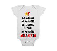 Body da Neonato Mia Mamma Mi ha Fatto Bellissimo Il papà Mi ha Fatto milanista, Bimbi, da 3 a 24 Mesi by tshirteria