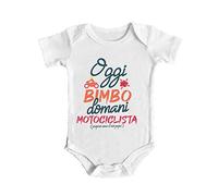 Body da Neonato Motociclista - Oggi Bimbo Domani Motociclista - Proprio come il mio papà - Papà Motociclista - Body - Idea Regalo per Neonato