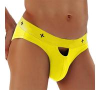 Body da Uomo Intimo Seducente Aperto Tanga Sexy Hot Perizoma Pelle Gay String Mutande Slip Maschile Bikini a Vita Bassa T-Back Mankini Party (Giallo, L)