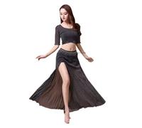 Body Danza Classica Donna Elasticità Completo da lezione di Danza, 2 Pezzi, Donna, con Gonna Lunga, for Allenamento, Yoga, Abbigliamento Ballo Gruppo, Uniforme(Black,XXL)