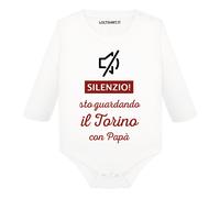Body divertente neonato a manica lunga Silenzio sto guardando il Torino con papà