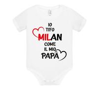 Body divertente neonato a maniche corte LoL Io Tifo Milan come il mio papà