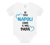 Body divertente neonato a maniche corte LoL Io Tifo Napoli come il mio papà