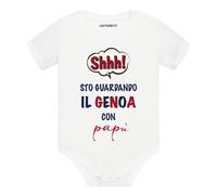 Body divertente neonato a maniche corte Shh sto guardando il Genoa con papà
