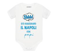 Body divertente neonato a maniche corte Shh sto guardando il Napoli con papà