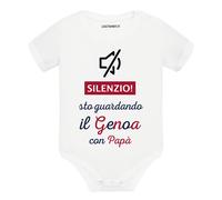 Body divertente neonato a maniche corte Silenzio sto guardando il Genoa con papà