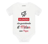 Body divertente neonato a maniche corte Silenzio sto guardando il Milan con papà