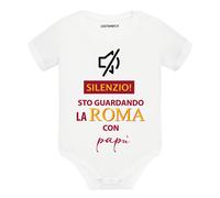 Body divertente neonato a maniche corte Silenzio sto guardando la Roma con papà