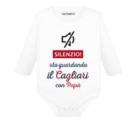 Body divertente neonato manica lunga Silenzio sto guardando il Cagliari con papà