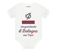Body divertente neonato maniche corte Silenzio sto guardando il bologna con papà
