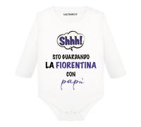 Body divertente neonato maniche lunghe Shh sto guardando la Fiorentina con papà