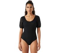 Body donna Desigual Alejandria elegante nero waffle con pizzo XS