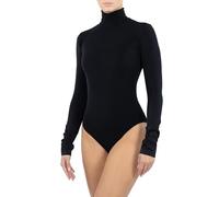 Body Donna Stile Lupetto in Morbida Microfibra Traspirante Senza Cuciture Seamless, Made in Italy (nero)