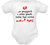 body e tutina neonato bianco frase buona prima festa del papà e compleanno (Body bianco mezza manica, 9-12 mesi)
