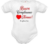 Body e tutine neonato divertenti compleanno papà e mamma zia zio nonno nonna padrino madrina manica lunga, corta e canotta (Body compleanno nonno manica corta, 12-18 mesi)