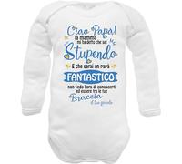 body e tutine neonato originali simpatici divertenti con frasi mamma e papà. idea regalo nascita compleanno e festa della mamma (Body neonato papà fantastico in caldo cotone, 09: 9-12 mesi)