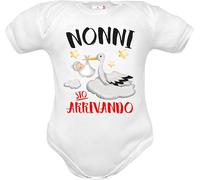 body e tutine neonato originali simpatici divertenti con frasi mamma e papà. idea regalo nascita compleanno e festa della mamma (Body neonato unisex Nonni sto arrivando manica corta, 03: 3-6 mesi)