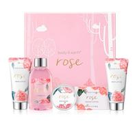 BODY & EARTH Confezione Regalo per Donne, 5 Pezzi, Rosa, gel Doccia, Burro per il Corpo, Crema per Le mani, Lozione per il Corpo, Regalo di Compleanno, Fidanzata, San Valentino per lei