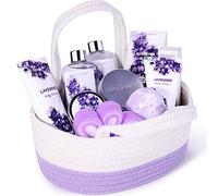 Body & Earth Lavanda Confezione Regalo Donna 11 PCS, Olio Essenziale, Bagnoschiuma, Lozione Corpo, Scrub Corpo, Sale da Bagno, Shampoo Solido, Regalo San Valentino Compleanno per Donna e Mamma
