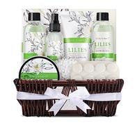 Body & Earth Set Cesto da Corpo Bagno 10 Pcs, Bagnoschiuma, Gel Doccia, Sali da Bagno, Corpo Lozione，Spray Corpo, Idee Regalo Donna Natale Compleanno e Anniversario, Profumo Giglio