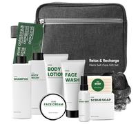 BODY & EARTH Set regalo da bagno da uomo, 10 pezzi. Set regalo per doccia per uomini con profumo di erbe fresche, gel doccia, cera per il viso, bottiglia d'acqua e altro ancora, idee regalo per la
