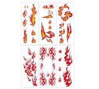 Body Flame Stickers Party Decorations - Waterproof Temporary for Face Arms Clavicle | 6 Sheets Creative Fire Designs, Easy Apply Remove, Durable Water Transfer Paper for Halloween Birthday