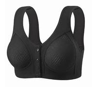 Body Gainant Sculptant Hole Cup Front Buckle Mother Lace Back Shaping Bra Gathered Anti Sagging No Ring Middle and Old Ladies Bra Trasparente per, Le Noir, 46