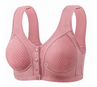 Body Gainant Sculptant Hole Cup Front Buckle Mother Lace Back Shaping Bra Gathered Anti Sagging No Ring Middle and Old Ladies Bra Trasparente per, Rosa, 50