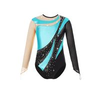 Body Ginnastica Ritmica Tuta da Ginnastica Lucida for Bambine, in Maglia da Balletto, Aderente, a Maniche Lunghe, in Maglia, Metallizzata, for Pattinaggio Artistico(Color 1,8)
